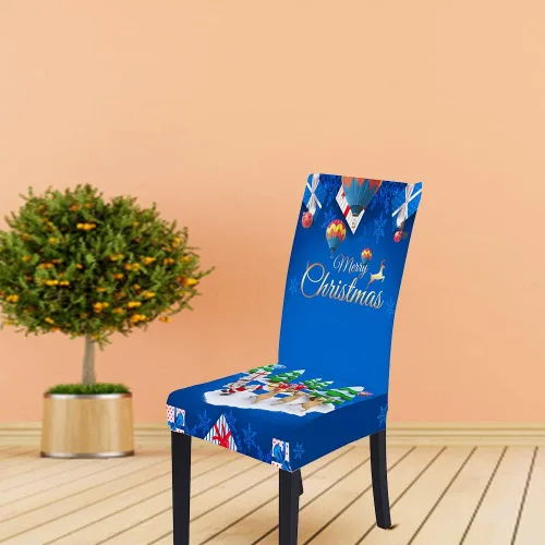 Vista 2 de Andreannie Juego de 6 fundas para sillas de comedor de Navidad, fundas elásticas extraíbles para sillas de comedor, fundas protectoras decorativas