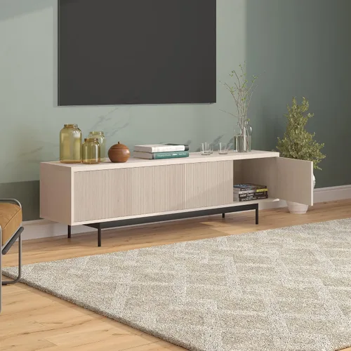 Vista 6 de Henn&Hart Whitman, soporte rectangular para TV de 70 pulgadas, color blanco aliso