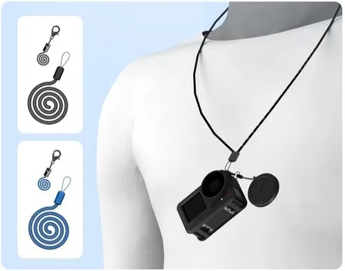 Vista 3 de Coyktonty Funda de silicona para DJI Action 4/Action 3, accesorios de funda protectora para OSMO Action 4 3, funda de silicona/correa a prueba