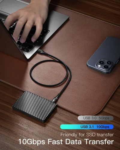 Vista 2 de CONMDEX - Cable USB C de 30 cm, [2 unidades], USB 3.1 Gen 2, transferencia de datos de 10 Gbps, cable trenzado tipo C, carga rápida USB a USB C