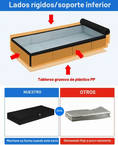 Vista 3 de Perfil bajo de 4.5 pulgadas, almacenamiento debajo de la cama