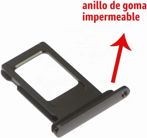 Vista 2 de Reemplazo de ranura para bandeja de tarjeta SIM para iPhone 11 (negro) con anillo de goma impermeable y pasador de expulsión