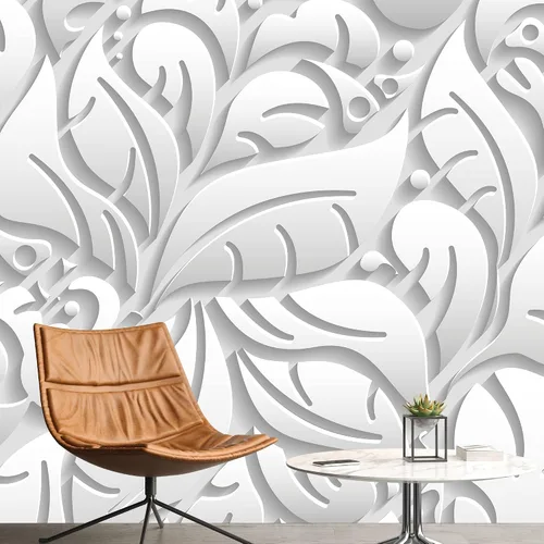Vista 44 de NWT Calcomanía removible de pared/mural blanco pastel azul margarita, naturaleza, desierto, arte digital, arte moderno, decorativo, floral