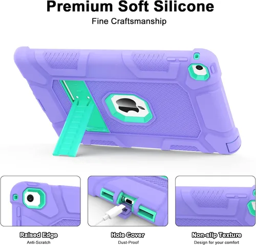 Vista 4 de TIMISM Funda para iPad Air 2ª generación 2014, iPad Air 2 con soporte, 3 en 1, resistente a prueba de golpes, híbrida de tres capas, cubierta