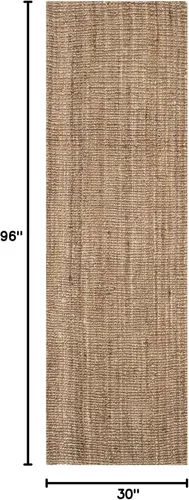 Vista 2 de SAFAVIEH Colección de fibra natural Alfombra de pasillo - 2 pies 6 pulgadas x 8 pies, Natural y gris, Yute hecho a mano, Estilo granja, Pila gruesa
