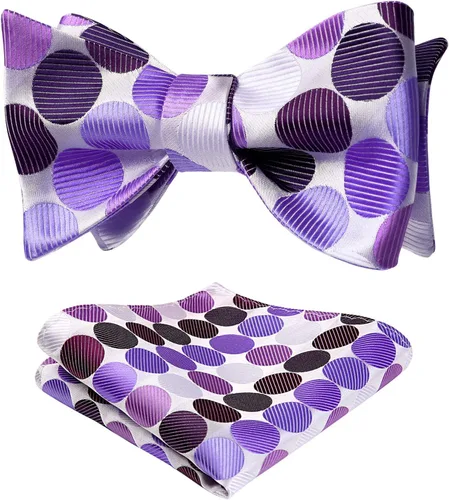 Vista 38 de HISDERN Pajaritas para hombre, diseño de lunares, corbatín y bolsillo cuadrado, clásico, esmoquin de negocios, boda, pajaritas, pañuelo