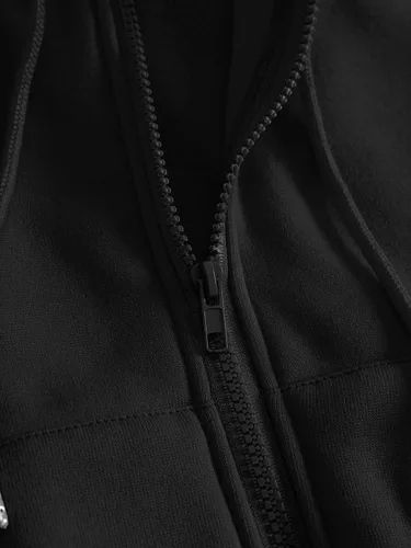 Vista 4 de Verdusa Conjunto de sudadera con capucha y pantalón corto con cremallera de 2 piezas para mujer