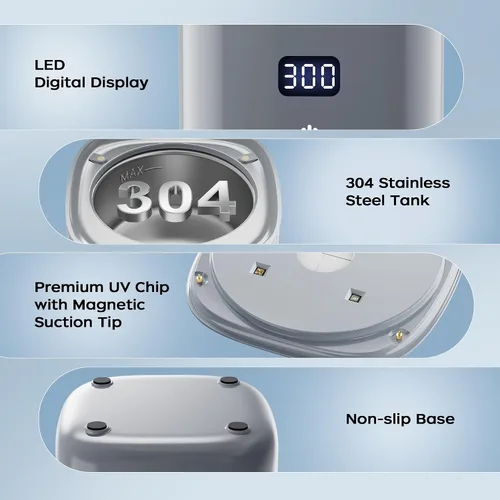 Vista 7 de Ultrasonic Retainer Cleaner Machine, 48kHz Dental Ultrasonic Cleaner Care Gray