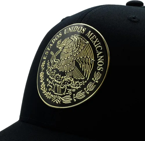 Vista 3 de The Pride Sombrero de bandera mexicana para hombres y mujeres, con parche de escudo personalizado, con detalles brillantes, águila mexicana