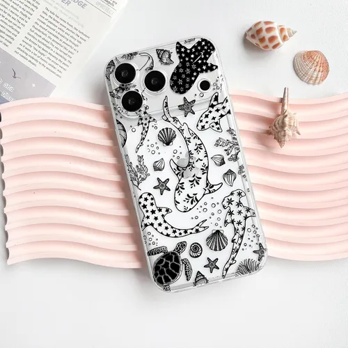 Vista 5 de NITITOP Funda para iPhone 17 Pro Max Clear Sea Animal - Tortuga Negra negro (Black Turtle)