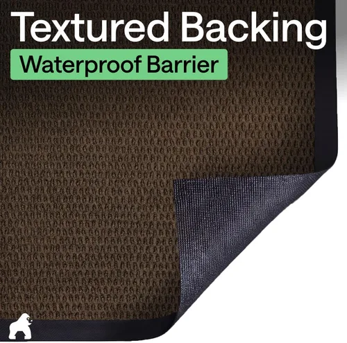 Vista 76 de Gorilla Grip - Tapete afelpado original de goma con perfil bajo, resistente, duradero, impermeable y fácil de limpiar para interior y exterior Marrón