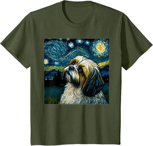 Vista 9 de Camiseta Surrealism Starry Night Shih Tzu Dog