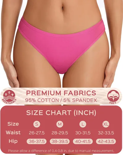 Vista 6 de ANZERMIX - Bragas de bikini de algodón transpirable para mujer (6 unidades)