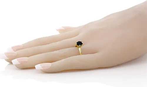 Vista 22 de Anillo de compromiso solitario con piedra preciosa redonda de oro amarillo de 14 quilates de 0.236 in para mujer Ajuste clásico de 6 puntas