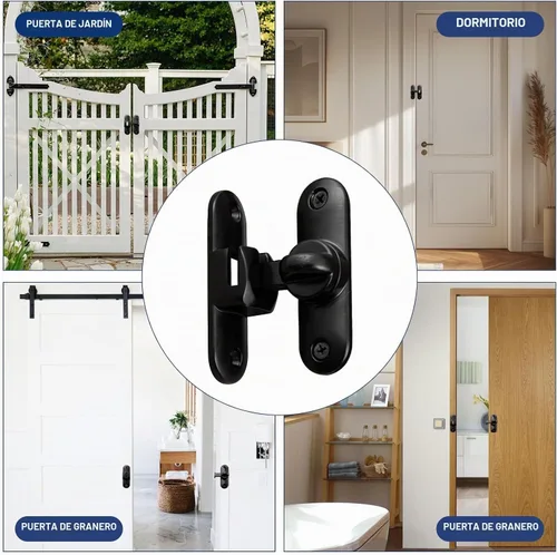 Vista 7 de HOME MASTER HARDWARE Cerradura de puerta de granero abatible de 90/180 grados, pestillos de puerta sólidos gruesos, pestillo de puerta corredera