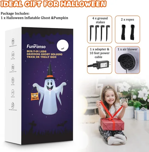 Vista 7 de 4.5 FT Halloween Inflatable Ghost Outdoor Decoration with Magic Hat