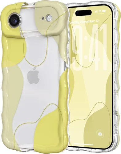 Vista 58 de DEFBSC Funda para iPhone 15 con bonito diseño ondulado, color negro
