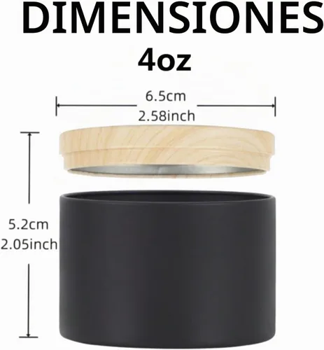 Vista 2 de SONVIIBOX 24 latas de velas de 4 onzas, latas negras con tapas de metal de grano de madera, tarros de velas para hacer velas a granel, tarros