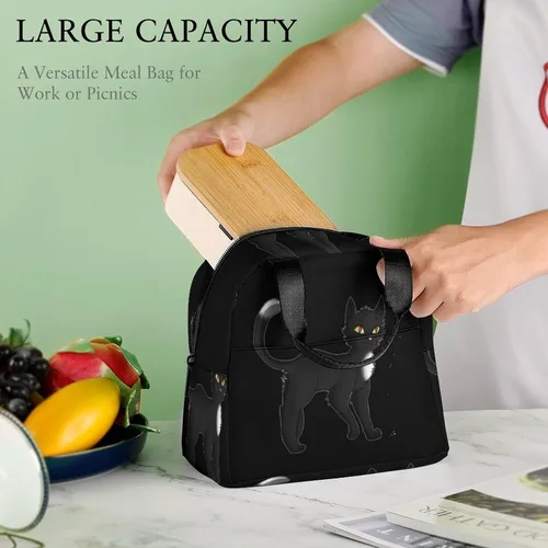 Vista 8 de Black Cat Warrior - Lonchera para mujeres y hombres, con aislamiento, reutilizable, bolsa de almuerzo