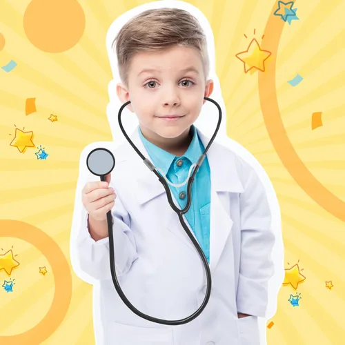 Vista 4 de RoundFunny 20 piezas de estetoscopio para niños, estetoscopio de plástico de trabajo real para niños, juego de rol, niñas, niños, médicos