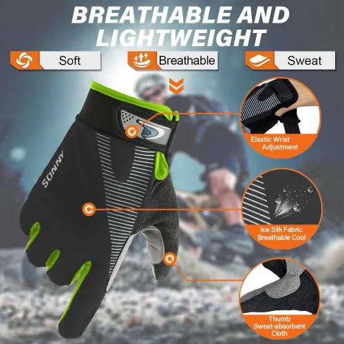 Vista 3 de FUDOSAN Guantes de ciclismo para pantalla táctil, guantes de entrenamiento para gimnasio, transpirables, antideslizantes, guantes de fitness