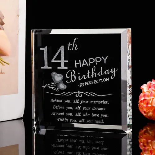 Vista 4 de Movdyka Ideas de regalo para niñas de 14 años, divertidos bloques de cristal grabados personalizados detrás de todos los recuerdos, regalos de feliz