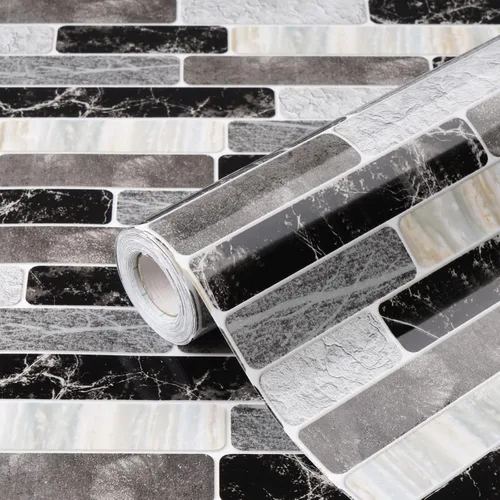 Vista 6 de WENMER Papel tapiz para salpicaduras de cocina, papel de pared impermeable para baño, papel tapiz autoadhesivo extraíble para salpicaduras