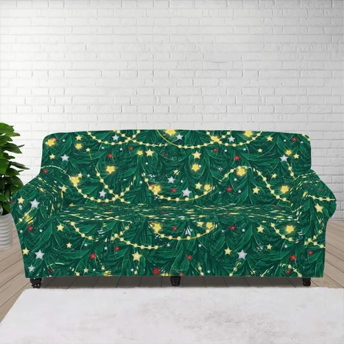 Vista 70 de Funda de sofá con diseño de árbol de bandera estadounidense para sofás y sofás, decoración navideña, funda antideslizante para sofá de 1 cojín