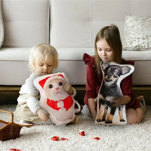 Vista 5 de Almohada personalizada para mascotas con foto personalizada almohada en forma de almohada dúplex impresión personalizable, regalo personalizado