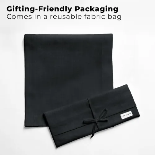 Vista 4 de Easy Linen™ by D'Moksha - Camino de mesa negro de 72 pulgadas de largo, resistente a las arrugas, lavable a máquina, 14 x 72 pulgadas para cómoda