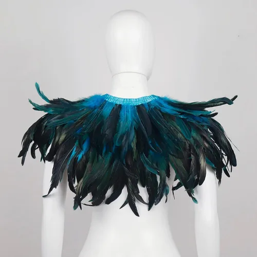 Vista 5 de Chal de plumas para mujer, collar de plumas de cuervo, capa de cisne de Halloween, accesorios de disfraz de bruja