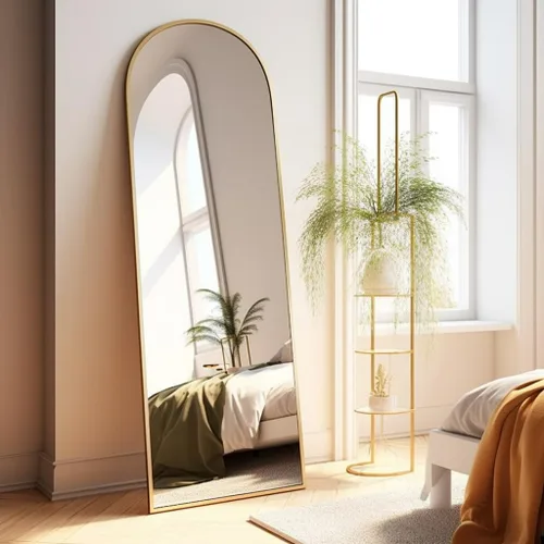 Vista 3 de BEVERDY Espejo de longitud completa con parte superior arqueada - Espejo de 18"x58" para montar en el piso y en la pared para dormitorio y sala