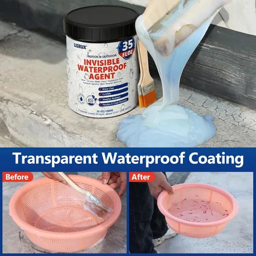 Vista 6 de Sellador impermeable de 35 onzas, revestimiento impermeable transparente, a base de agua, agente impermeable invisible a base de agua para techo