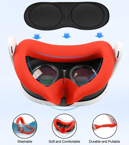 Vista 5 de Silicone Cover Set Compatible with OculusMeta Quest 3, VR Accessories Protective Cover Includes Controller Grips, Front Shell Headset Cover and Face