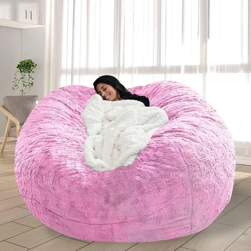 Vista 19 de Puf para adultos y niños sin relleno, sofá perezoso suave y redondo, funda de sofá de puf clásico, saco de amor para dormitorio, silla de lectura