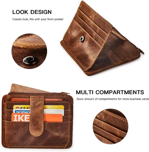 Vista 6 de BRASS TACKS LEATHERCRAFT Vintage Top Grain Leather Wallet for Men Gift Box