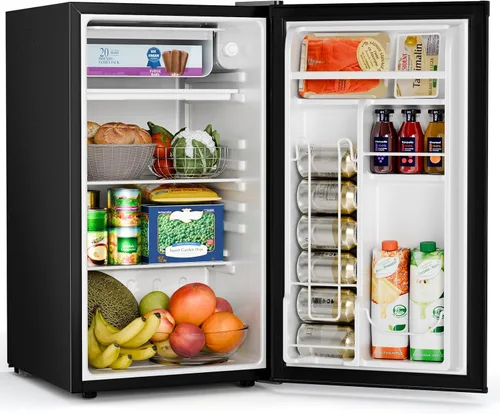Vista 2 de Antarctic Star - Refrigerador compacto mini con congelador, puerta reversible única, refrigerador para dormitorio, estante de alambre, botón