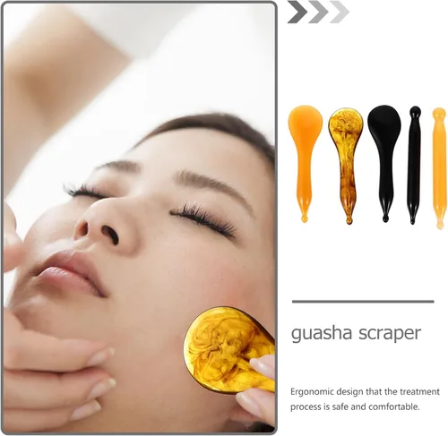 Vista 9 de EXCEART 1 juego de 5 unids pluma de acupuntura facial raspar ojos barra palo meridiano alivio del dolor placa placa de cuidado de la salud