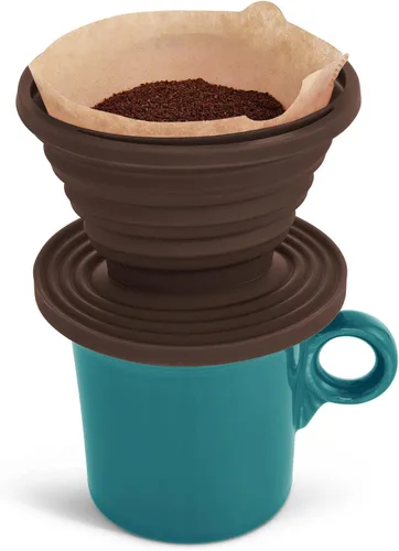 Vista 2 de Fino Cono plegable reutilizable para preparar café, silicona, tamaño número 2, prepara de 2 a 6 porciones