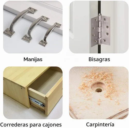 Vista 6 de Werkzeug Juego de brocas de núcleo de bisagra autocentrante para carpintería, brocas ajustables para ventana de puerta con 1 llave hexagonal y 8