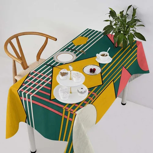 Vista 63 de Mantel retro moderno de mediados de siglo, diseño de colores retro de los años 50, resistente al agua, mantel lavable para cocina, comedor, fiesta