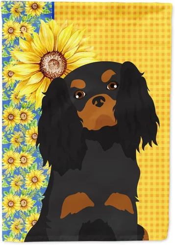 Vista 233 de Caroline's Treasures WDK5313GF Bandera de jardín con diseño de girasoles de verano, color negro y tostado, Airedale Terrier para buzón, bandera
