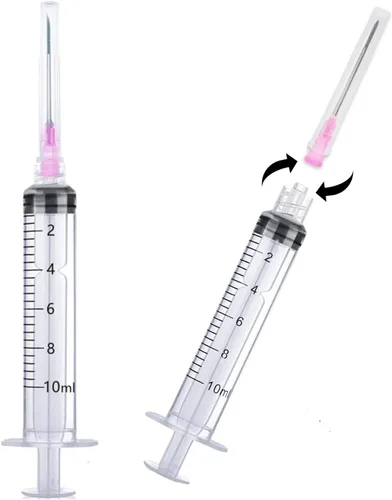 Vista 3 de Paquete de 100 jeringas de plástico de 10 ml con aguja desechable de 18Ga, envueltas individualmente