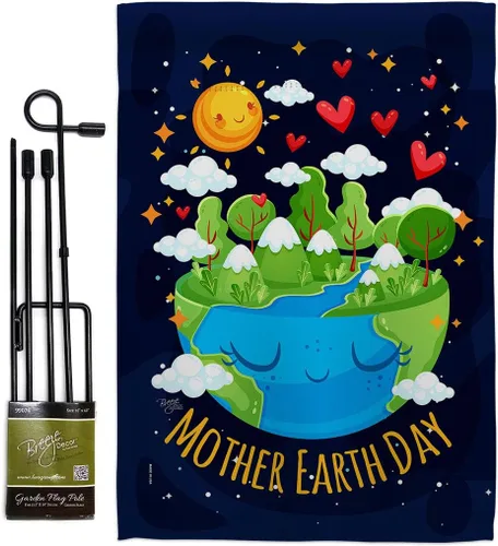 Vista 12 de Breeze Decor - Bandera inspiradora de la madre tierra para jardín, colección de expresión, planeta, paz, medio ambiente, concienciación, pequeño