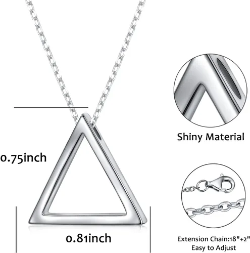 Vista 6 de DAOCHONG Collar de plata de ley 925 con formas geométricas, triángulorectángulorombocírculo, collar con colgante para mujer