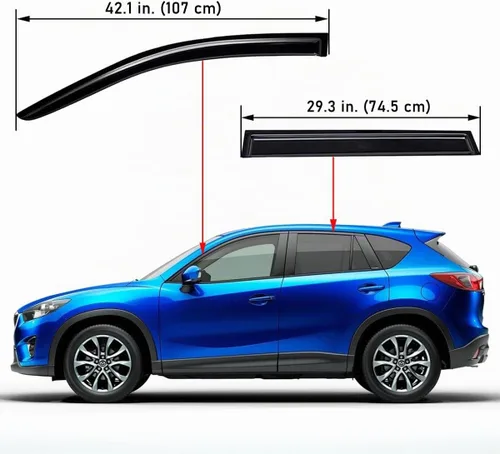 Vista 2 de Lightronic WV94364 - Protector de lluvia para ventana lateral de montaje exterior, color humo oscuro, juego de 4 piezas, se adapta a Mazda CX-5