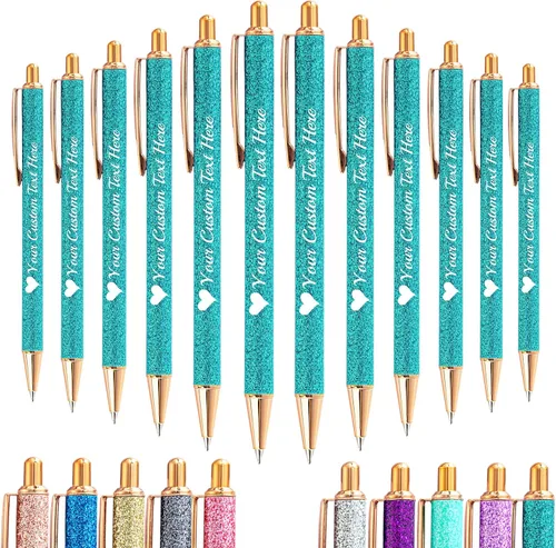 Vista 69 de Hasta 100 bolígrafos personalizados a granel con nombre, bolígrafo con purpurina personalizable, logotipo de negocios, mensaje de texto, regalo