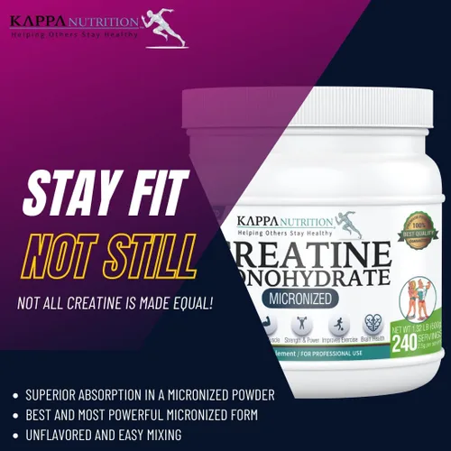 Vista 5 de Kappa Nutrition Monohidrato de creatina en polvo, fórmula de aminoácidos puros, apoya la fuerza muscular, la energía celular y el enfoque mental*