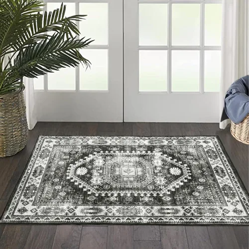 Vista 14 de FairOnly Alfombra bohemia lavable de 2 x 6 pies, estilo vintage, envejecida, tribal, antideslizante, no desprende pelusa, suave, plegable, alfombra