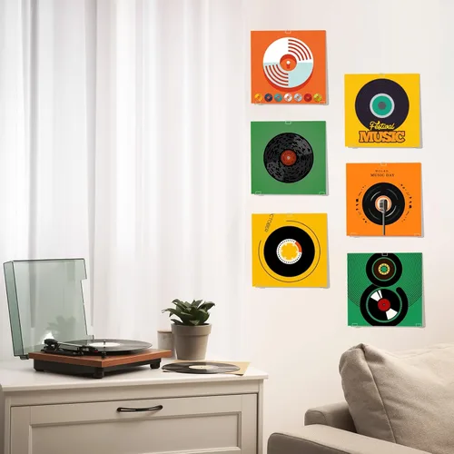 Vista 6 de Kalami - Estante autoadhesivo para discos de vinilo (18 unidades) Estantes acrílicos transparentes para discos sin taladro para portadas